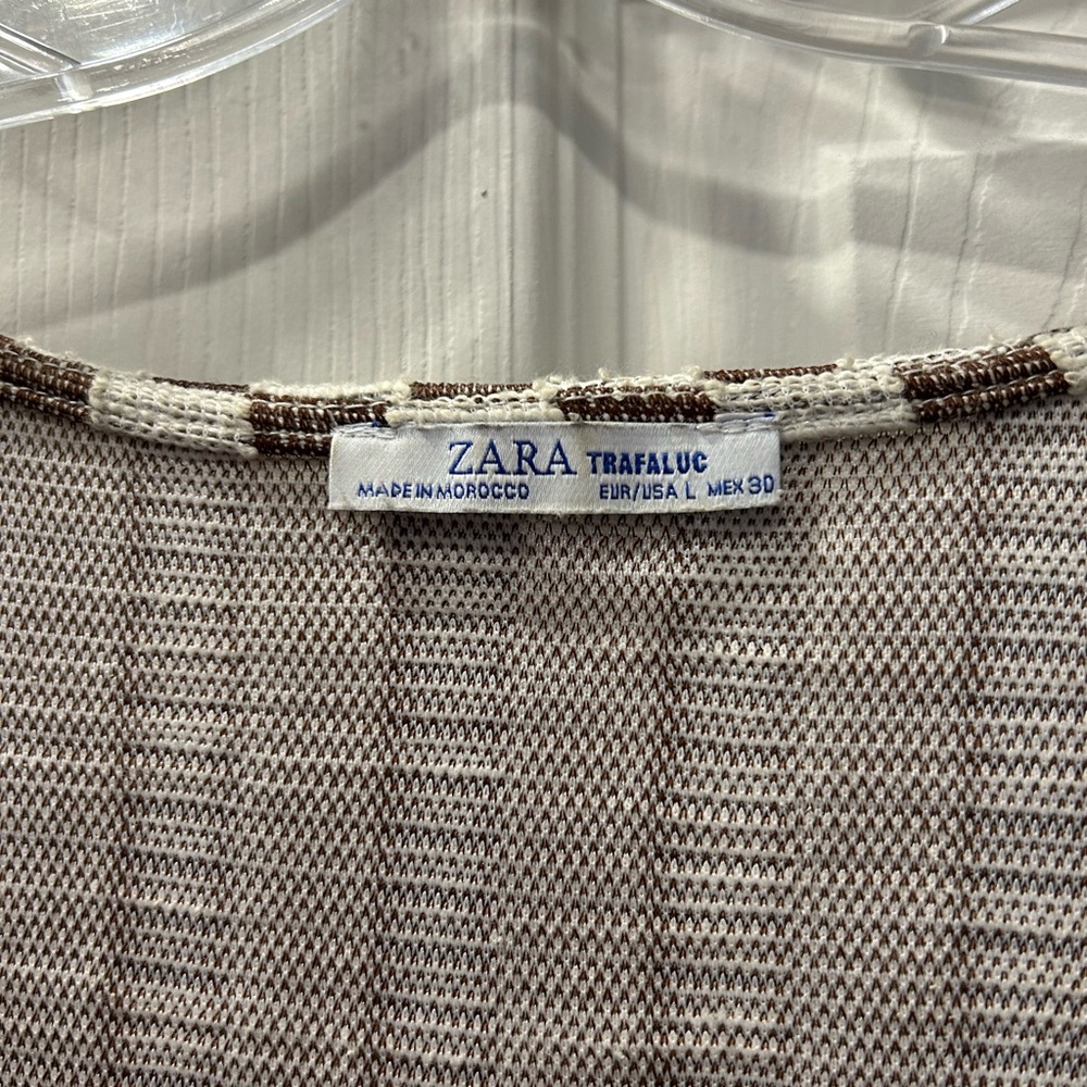 Zara Trafaluc Brown and White striped dress